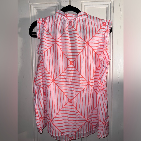 VINEYARD VINES White and Orange Fringe Top with Tassels, size L - Picture 3 of 4